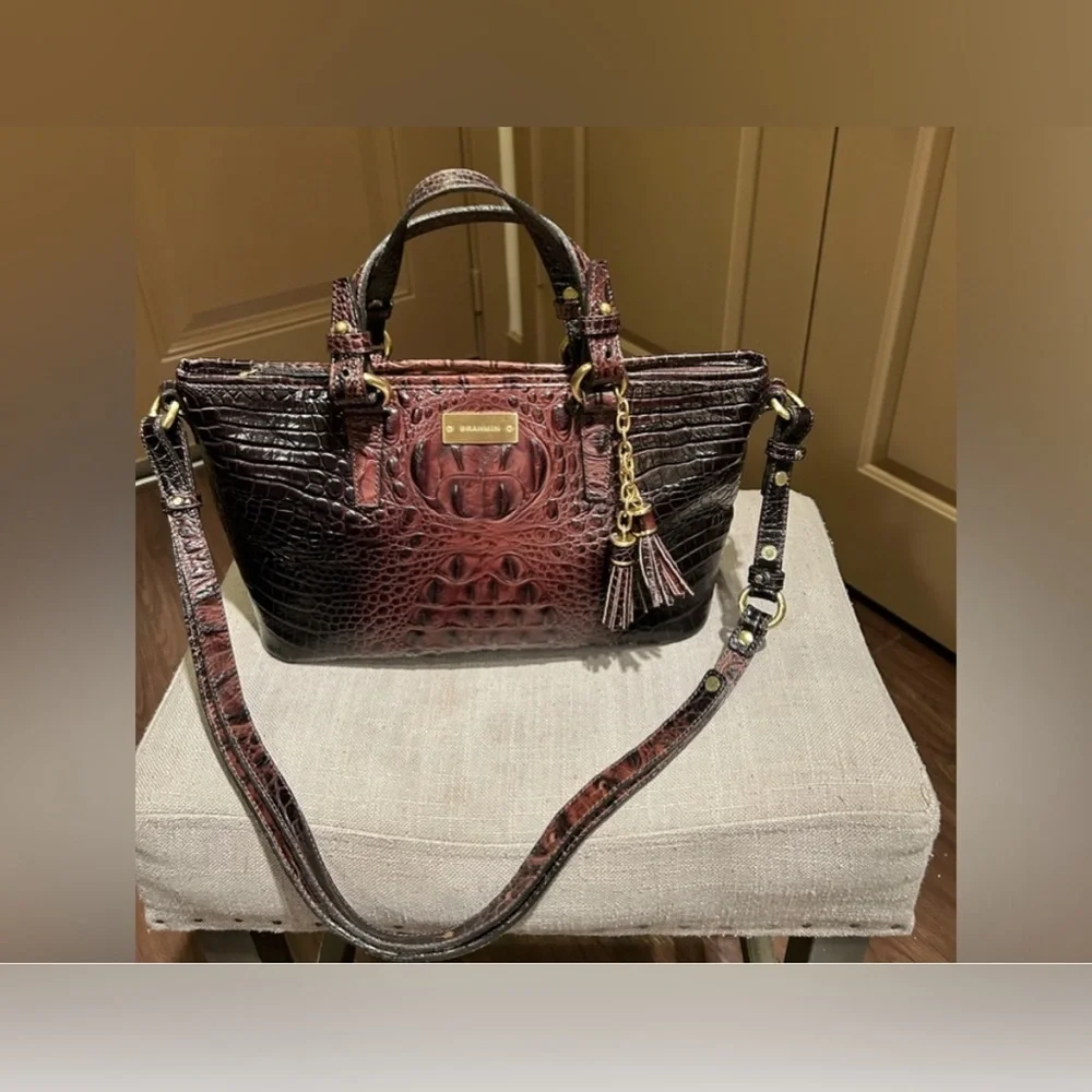 Brahmin Mini Asher Melbourne Embossed Leather Satchel - Picture 2 of 12